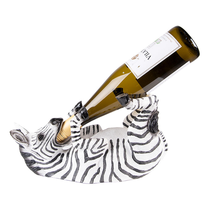 Clayre & Eef Wijnrek Zebra 32x12x18 cm Zwart Kunststof Flessenrek