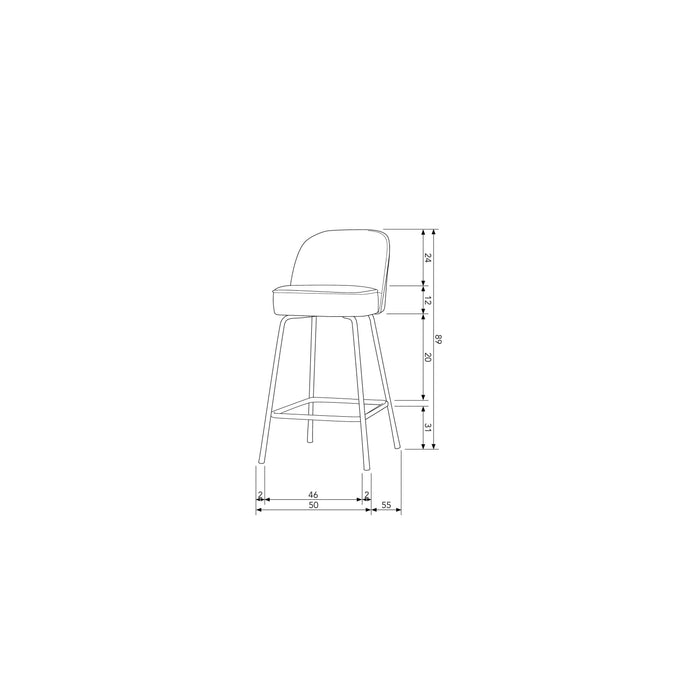WOOOD Vogue Barkruk H 89 cm - Geweven Stof - Dark Grey
