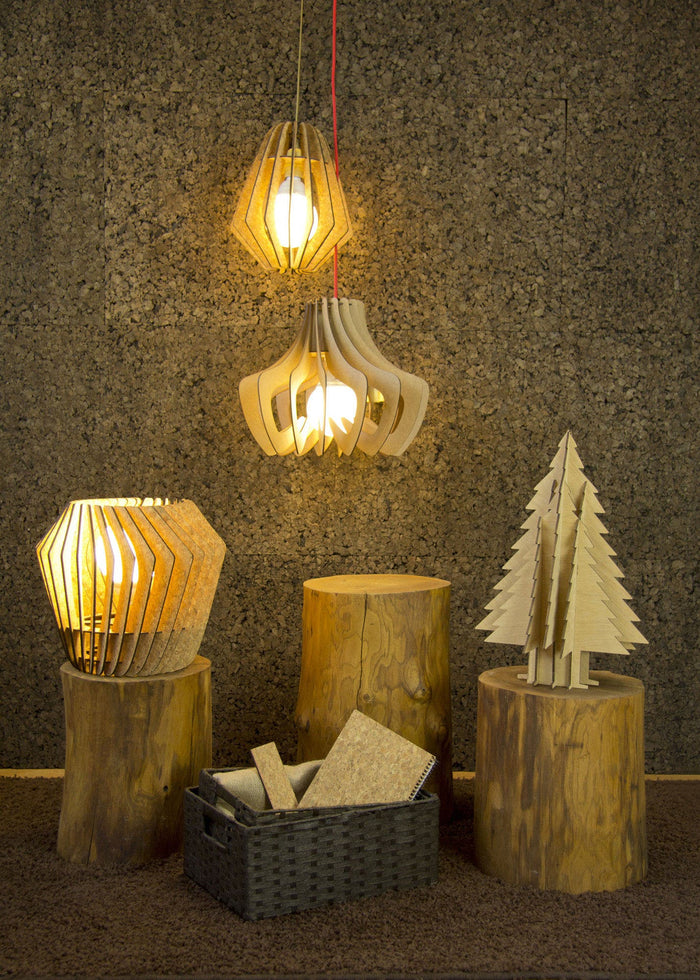 Bomerango Spin M houten hanglamp medium - met koordset wit - Ø 37 cm
