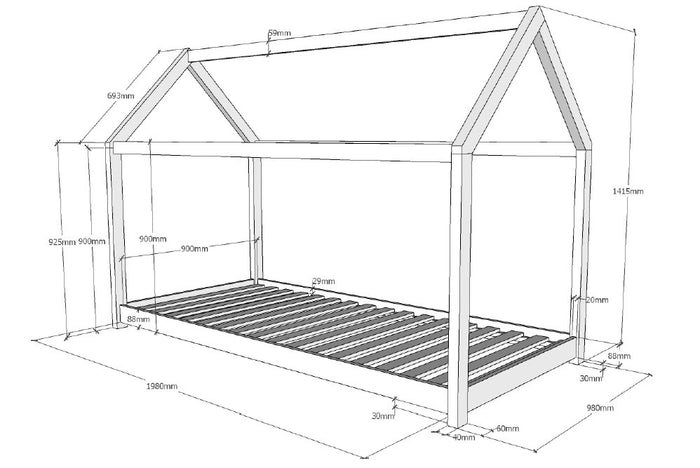 Vipack Cabane Bed 90 x 200 cm Naturel