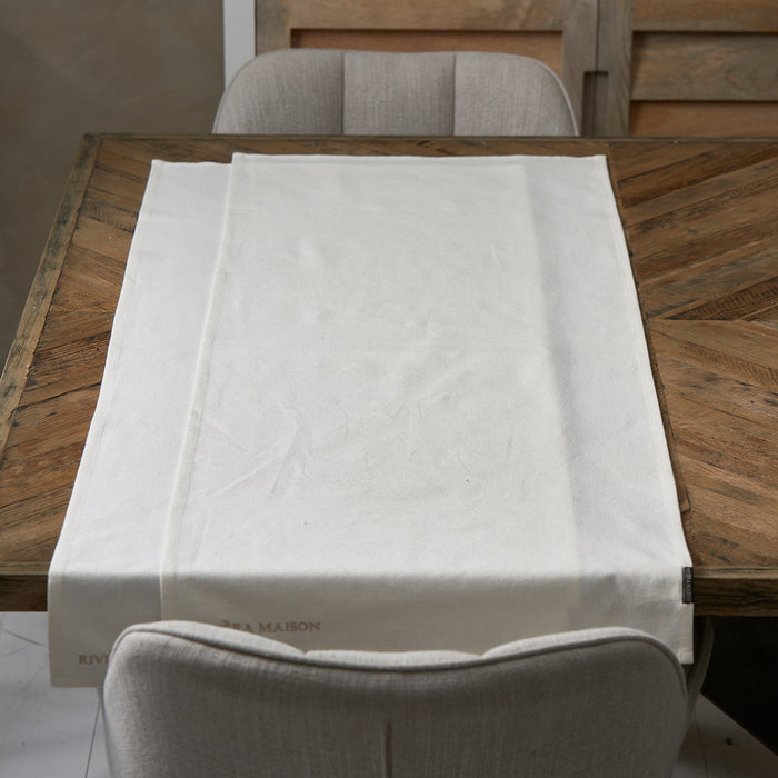 Riviera Maison Textiele Tafelloper 2 stuks - whisper white - Wit