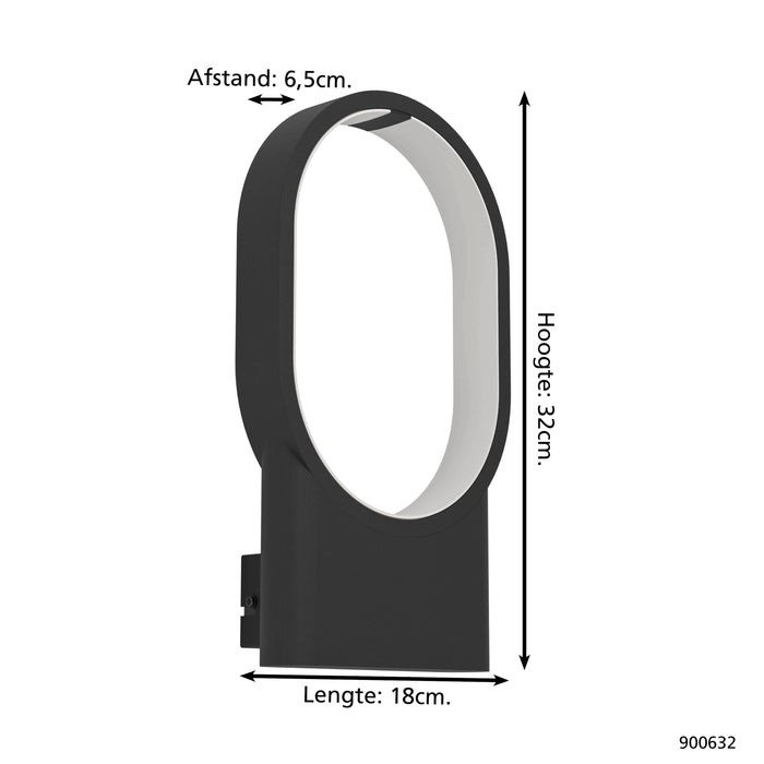 EGLO Codriales Wandlamp - LED - 32 cm - Zwart|Wit