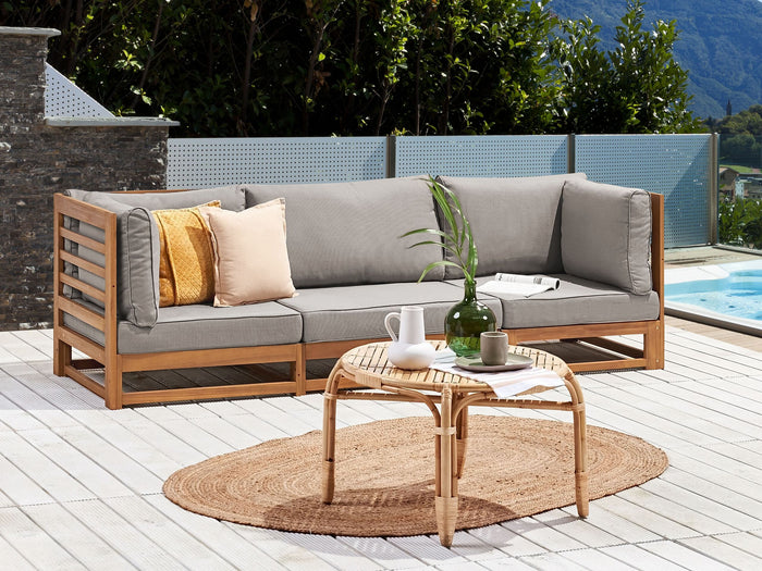 Beliani - TRANI - Tuinbank - Taupe - Acaciahout