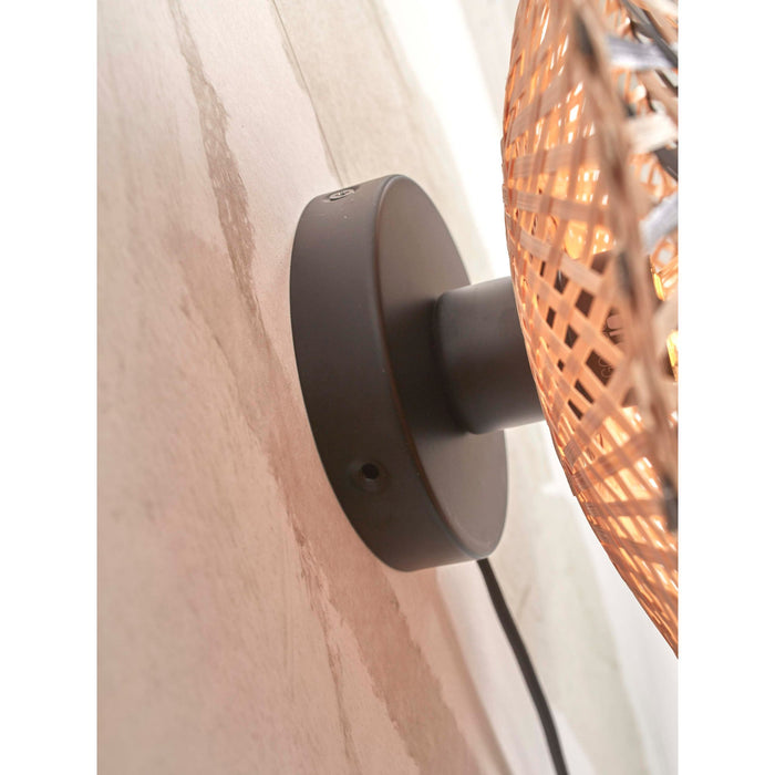 GOOD&MOJO Kalimantan Wandlamp Rond - Ø44cm - Zwart / Bamboe