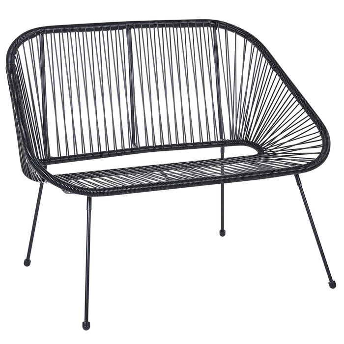 Beliani - ACAPULCO - Tweezitsbank - Zwart - PE rotan