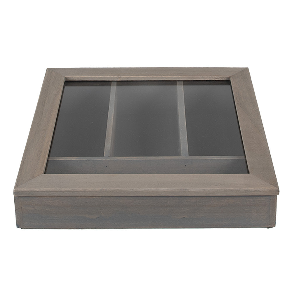 Clayre & Eef Bestekbak 30x30x8 cm Grijs Hout