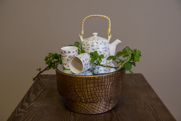 Clayre & Eef Theepot met Filter  800 ml Beige Grijs Porselein Rond