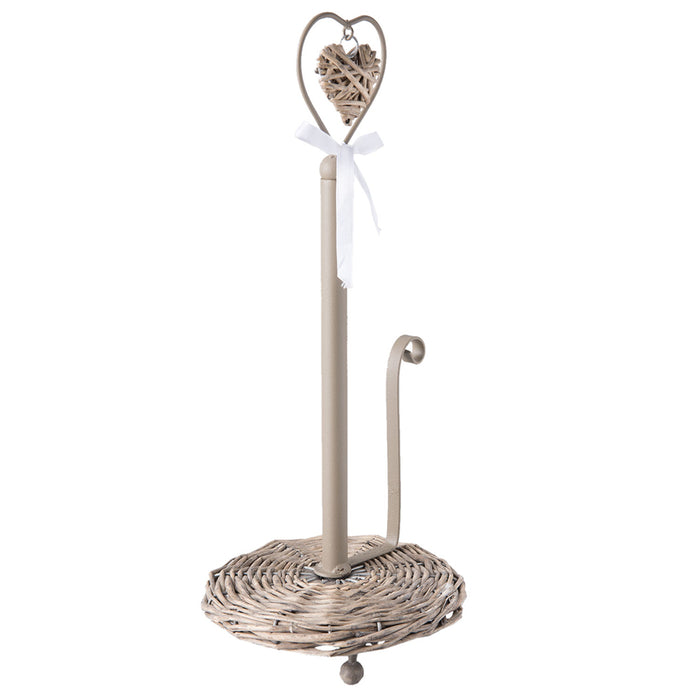 Clayre & Eef Keukenrolhouder  Ø 16x38 cm Bruin Rotan Hart Rollenhouder