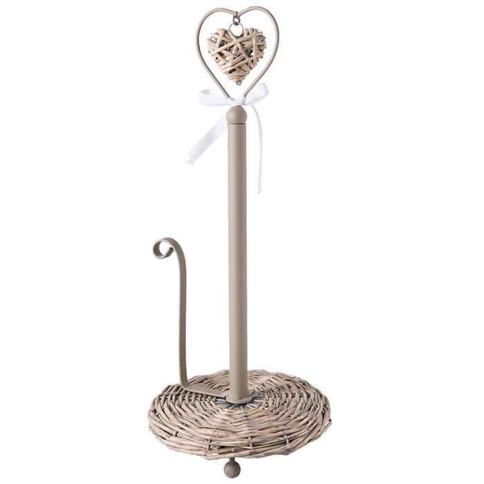 Clayre & Eef Keukenrolhouder  Ø 16x38 cm Bruin Rotan Hart Rollenhouder
