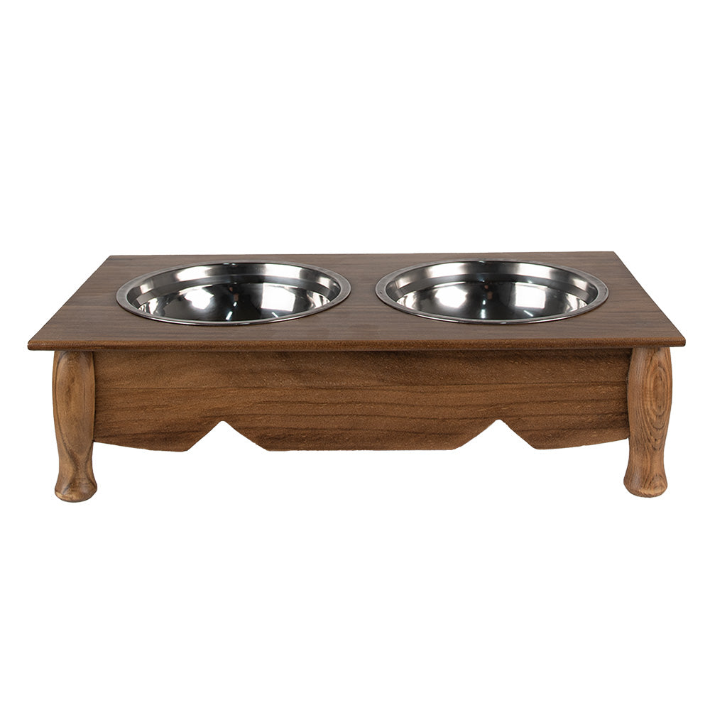 Clayre & Eef Voerbak hond 2x500 ml Bruin Hout