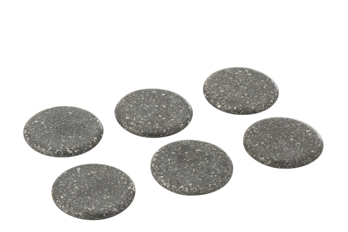 J-Line onderzetter Marmer - steen - grijs - 6 stuks