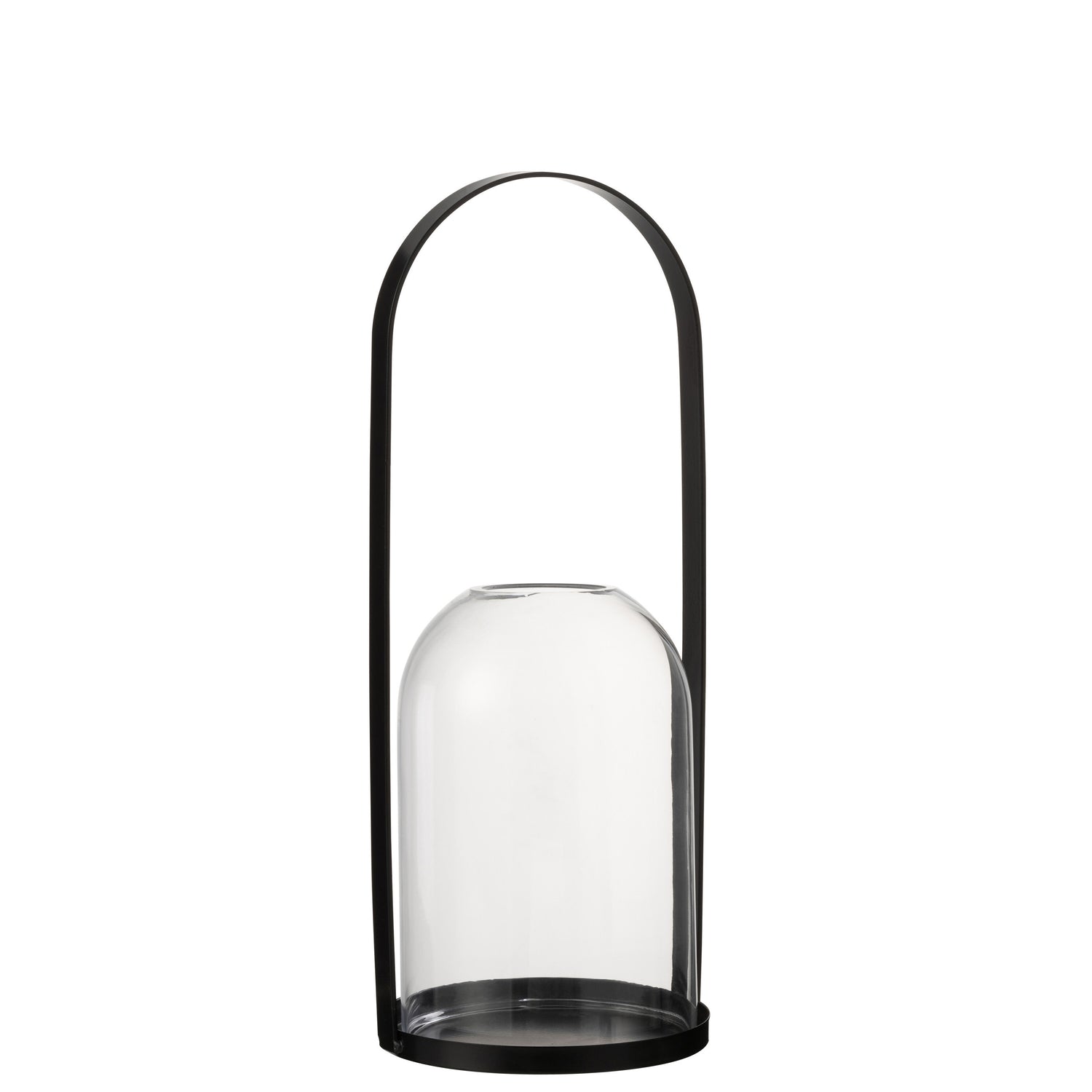 J-Line windlicht Rond - metaal|glas - zwart - large