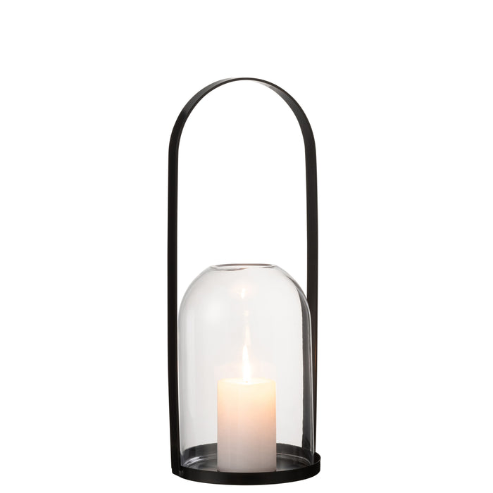 J-Line windlicht Rond - metaal|glas - zwart - large