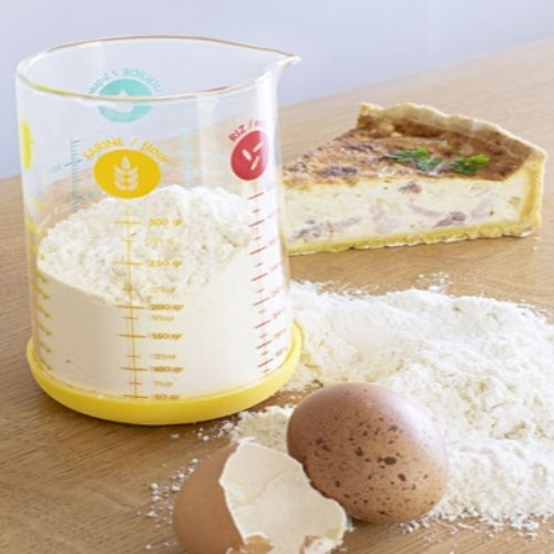 Pebbly - Maatbeker, Glas, Siliconen Onderkant, Geel, 0.5 L - Pebbly