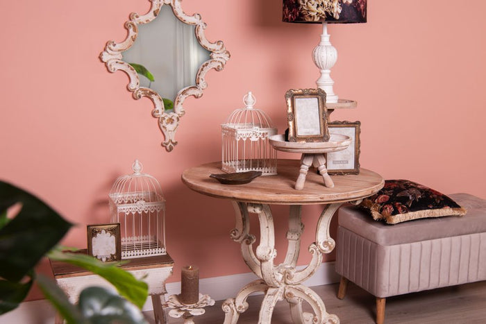 Clayre & Eef Vogelkooi decoratie  Beige Metaal Vierkant Decoratie
