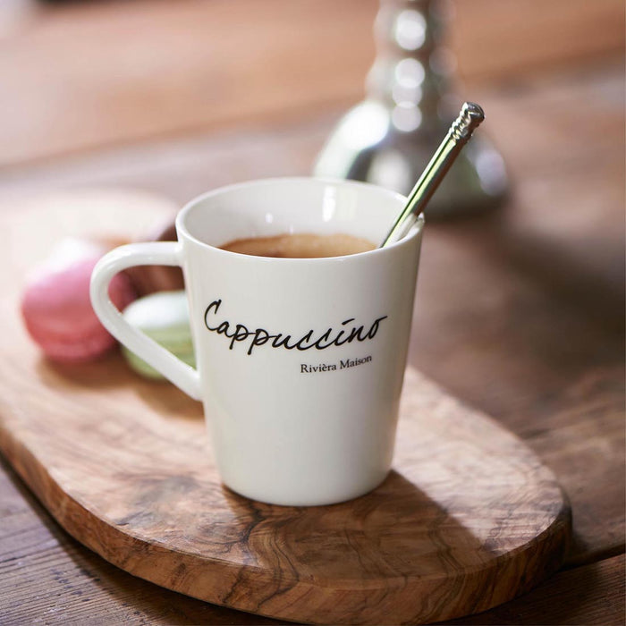 Riviera Maison cappuccino kop met tekst 200 ml - Cappuccino - Wit