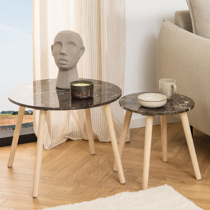 by fonQ Marb Bijzettafel Ø 40 cm - Bruin