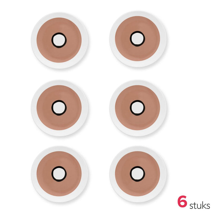 vtwonen Petit Four Bordjes - Circles - Roze - Set van 6