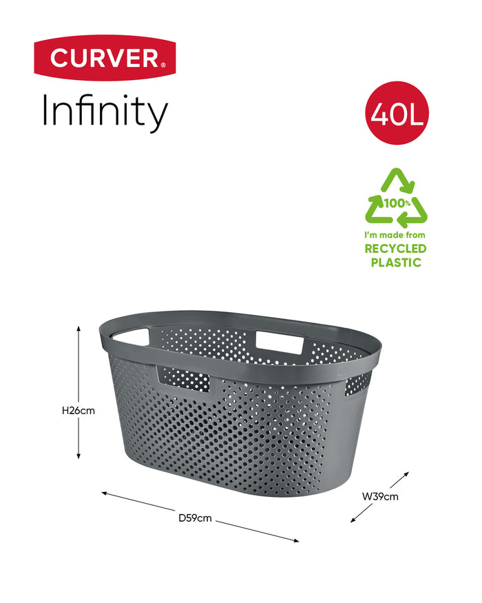 Curver Infinity Recycled Wasmand - 40L - 2 stuks - Grijs