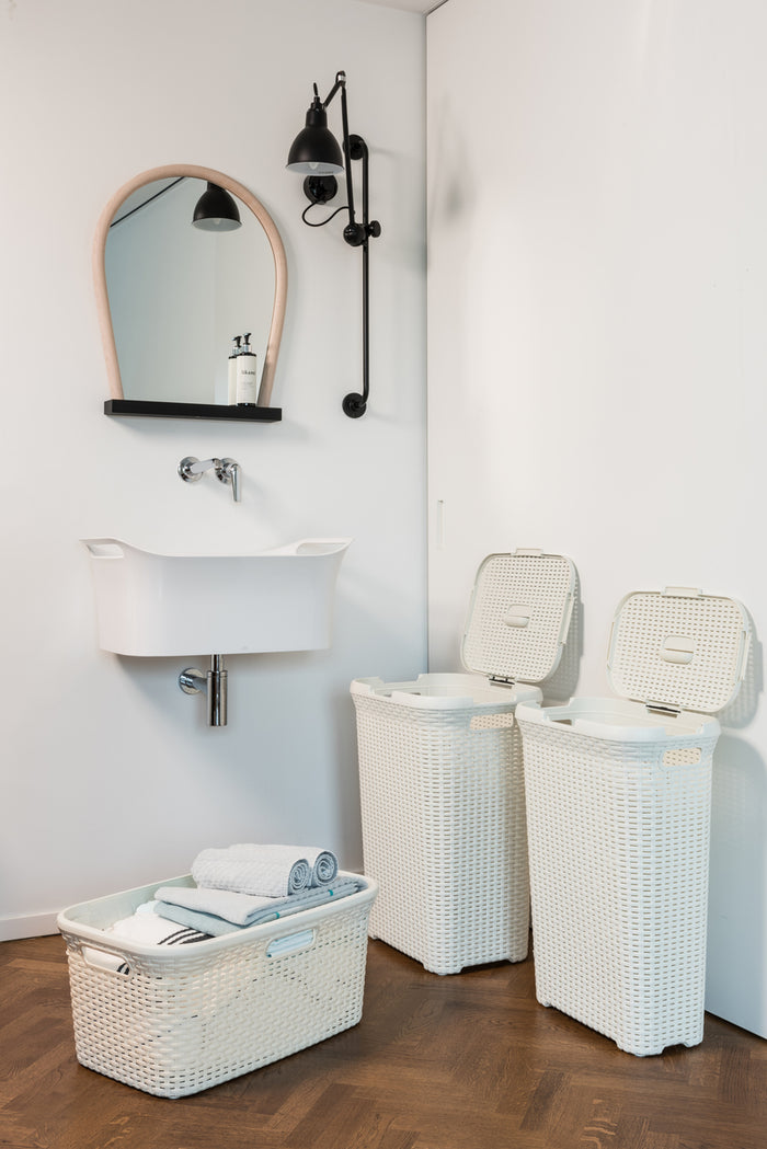 Curver Style Wasmand met Deksel 60L + Wasmand 45L - Wit