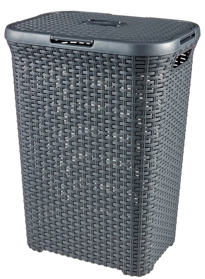 Curver Style Wasmand met Deksel - 60L - 2 stuks - Antraciet