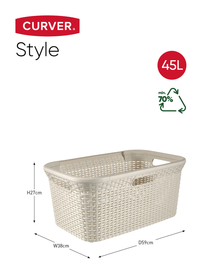 Curver Style Wasmand - 45L - 2 stuks - Wit
