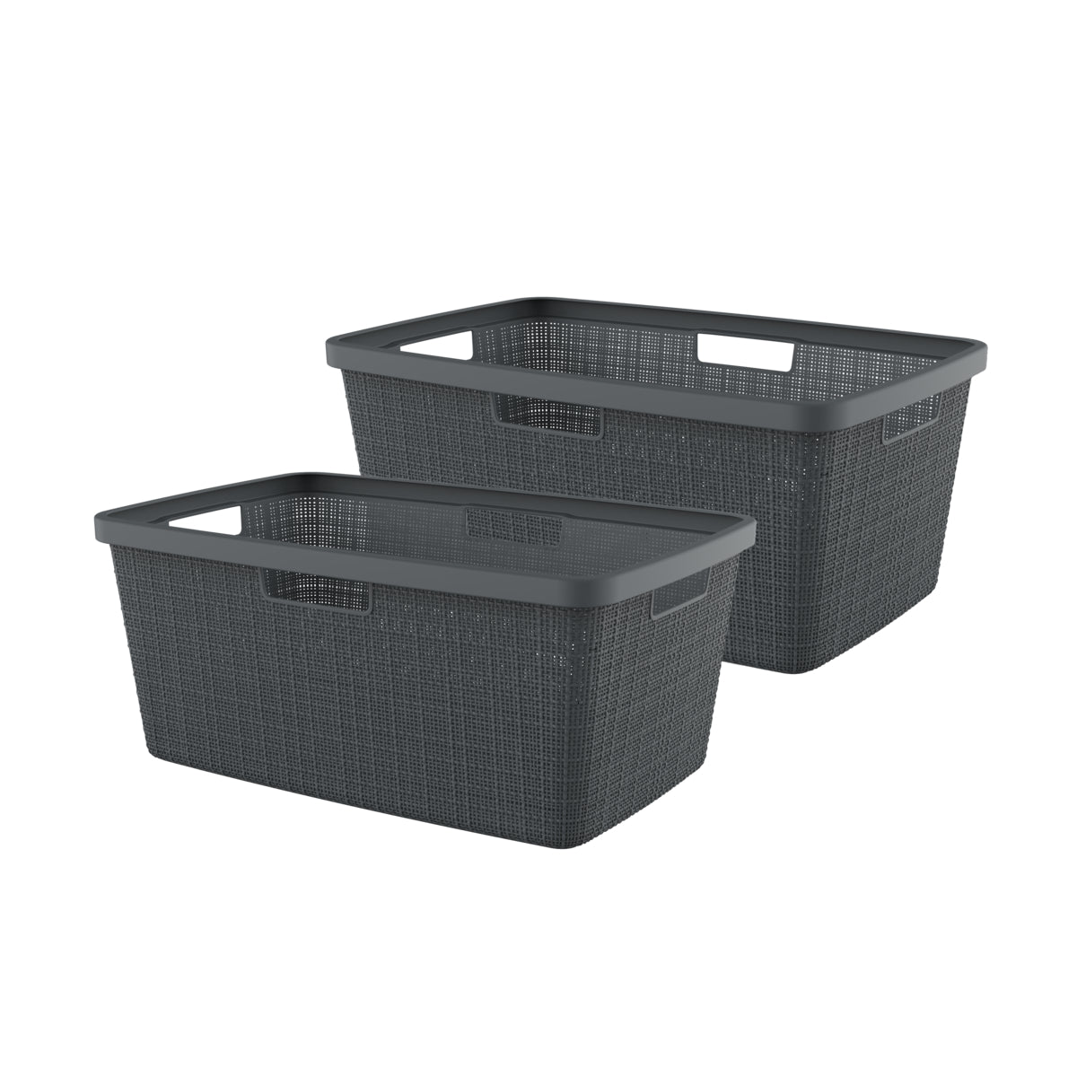 Curver Jute Wasmand 46L - 2 stuks - Donkergrijs