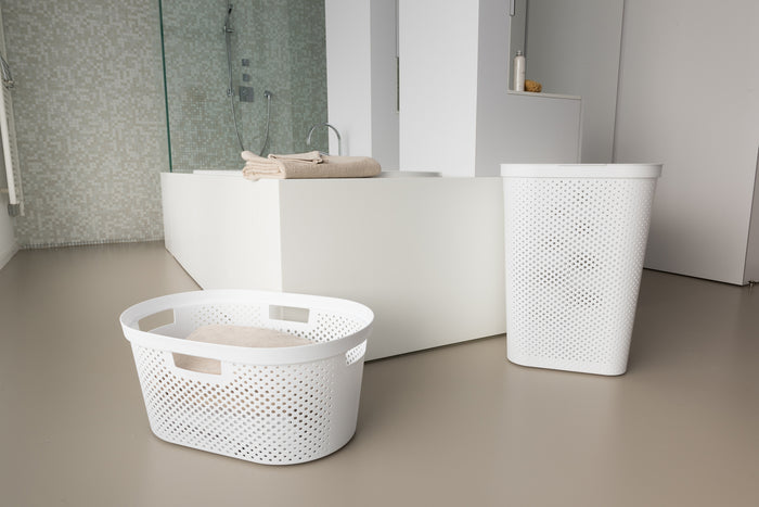 Curver Infinity Recycled Wasmand met deksel - 60L - 2 stuks - Wit