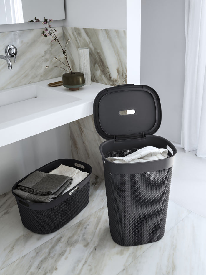 Curver Filo Wasmand met deksel 55L - 2 stuks - Donkergrijs