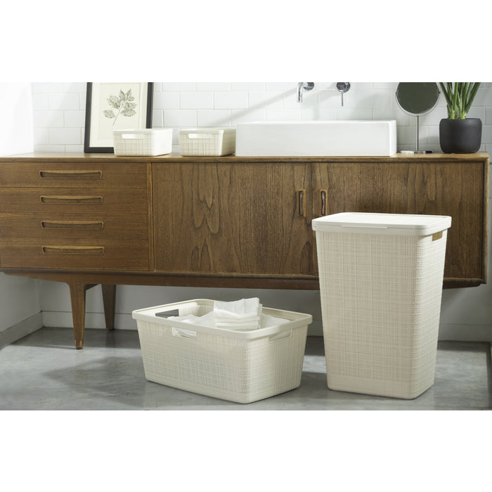 Curver Jute Wasmand met deksel 58L - 2 stuks - Gebroken Wit