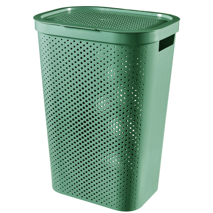 Curver Infinity Wasmand + deksel - 60L - 2 stuks - Grijs|Groen