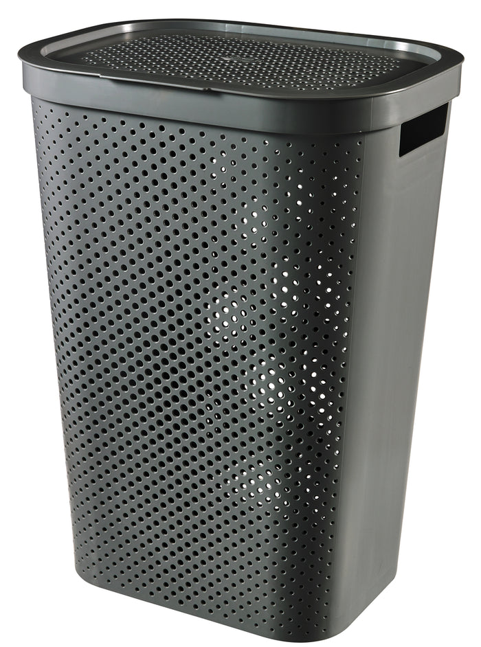 Curver Infinity Wasmand + deksel - 60L - 2 stuks - Grijs|Groen