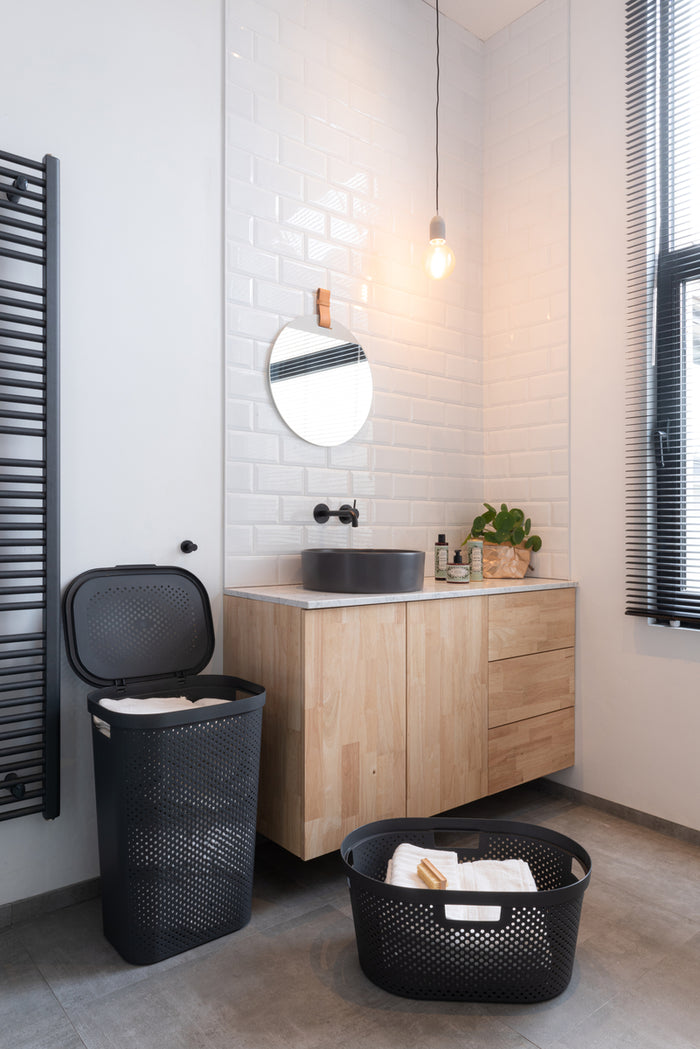 Curver Infinity Wasmand + deksel - 60L - 2 stuks - Grijs|Groen
