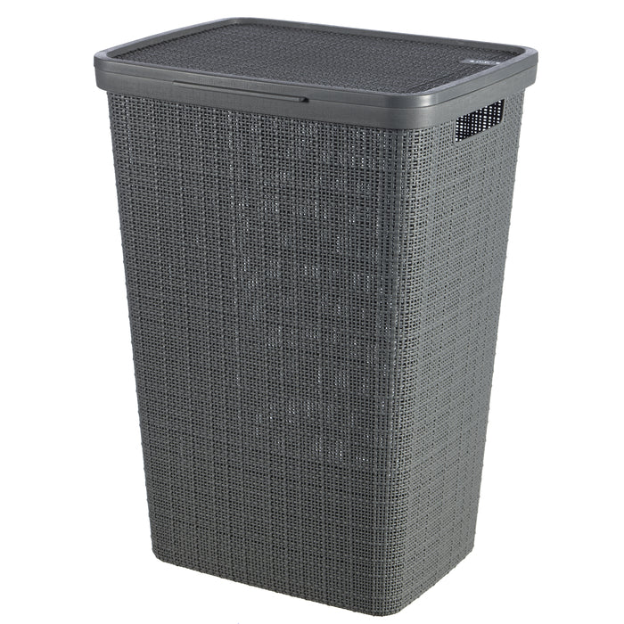 Curver Jute Wasmand met deksel 58L - 2 stuks - Donkergrijs