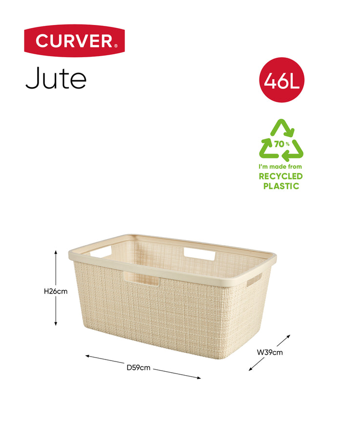 Curver Jute Wasmand 46L - 2 stuks - Gebroken Wit
