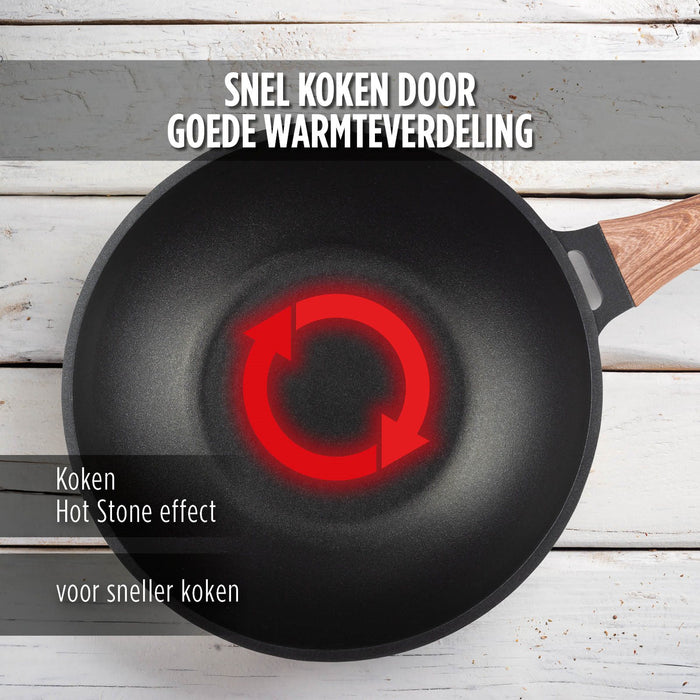 Rosmarino Black Line Wokpan - Wokpan inductie - 30 cm