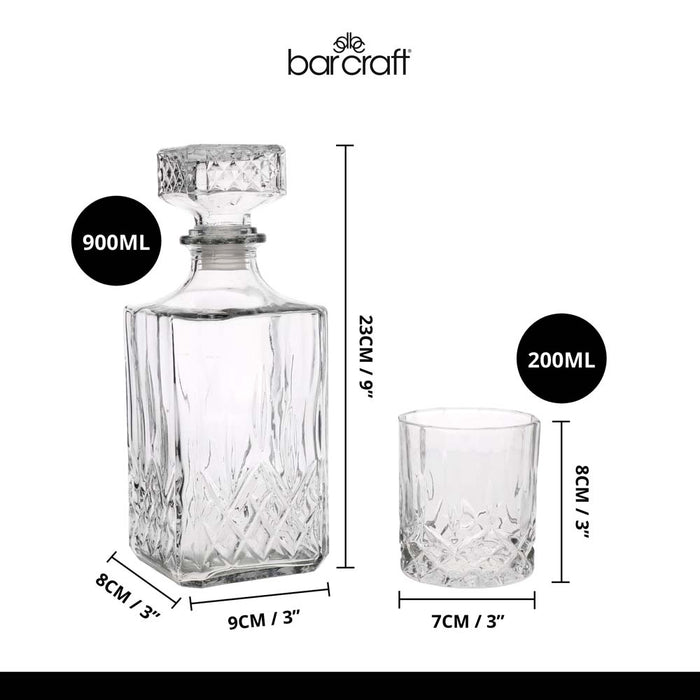 Whiskey Set - Decanteerset - Karaf met glazen - Geslepen Glas - BarCra