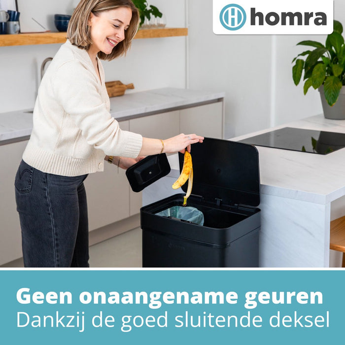 Homra NEXO Prullenbak met Sensor - 3 vakken – 72L - Zwart