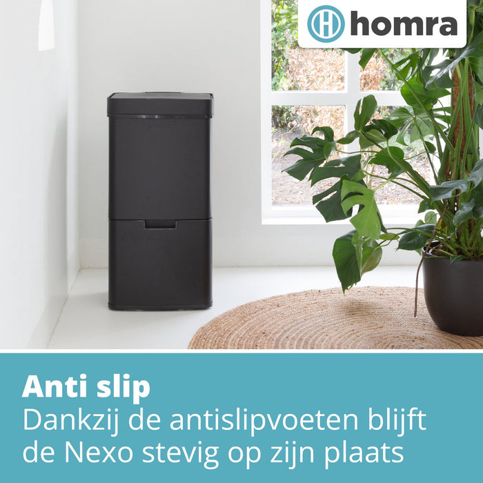 Homra NEXO Prullenbak met Sensor - 3 vakken – 72L - Zwart