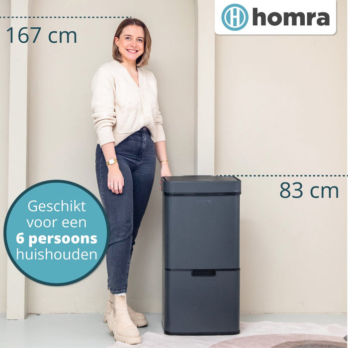 Homra NEXO Prullenbak met Sensor - 3 vakken – 72L - Grijs