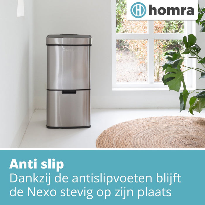 Homra NEXO Prullenbak met Sensor - 3 vakken - 72L - RVS