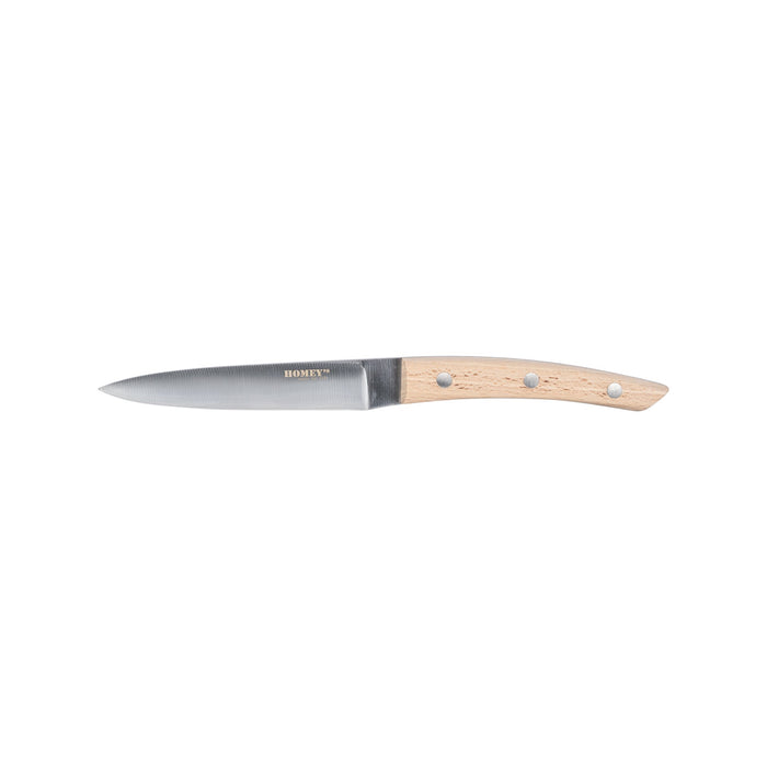 Homey's Bokträ universeel keukenmes - 11cm - RVS|beukenhout - doos