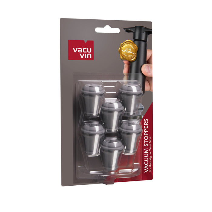 Vacu Vin Vacuüm Wijndop Grijs (6 stuks), Blister