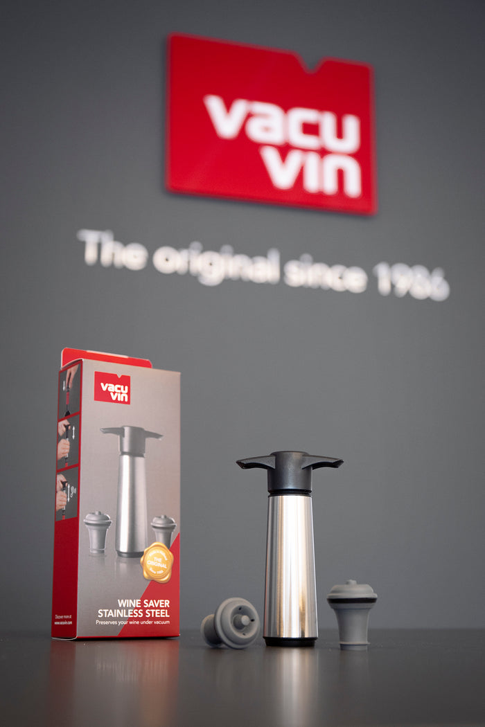Vacu Vin Wijnpomp RVS (1 pomp, 2 doppen), doos
