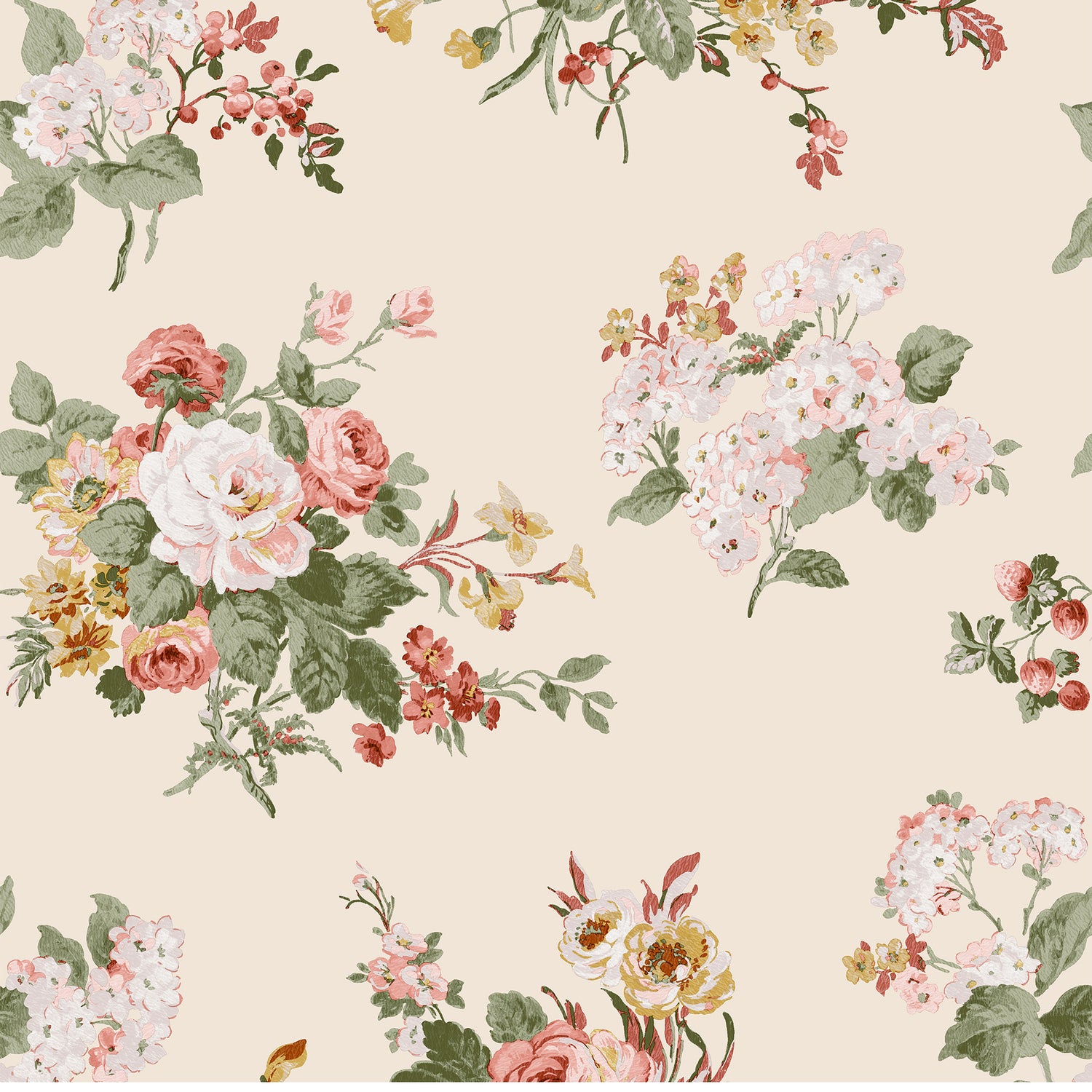 Laura Ashley Rosemore Behang - Bloemen - 10mx52cm - Beige