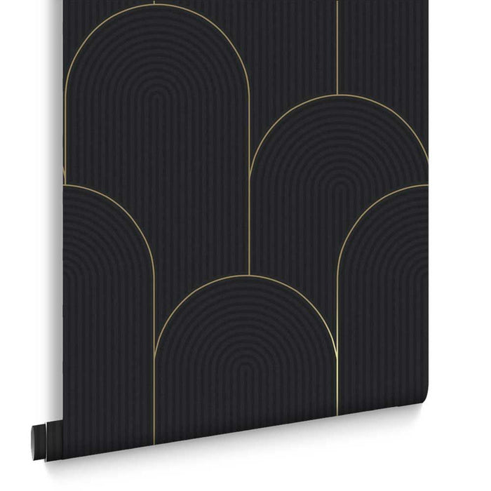 Graham & Brown vliesbehang Lancet Black & Gold zwart
