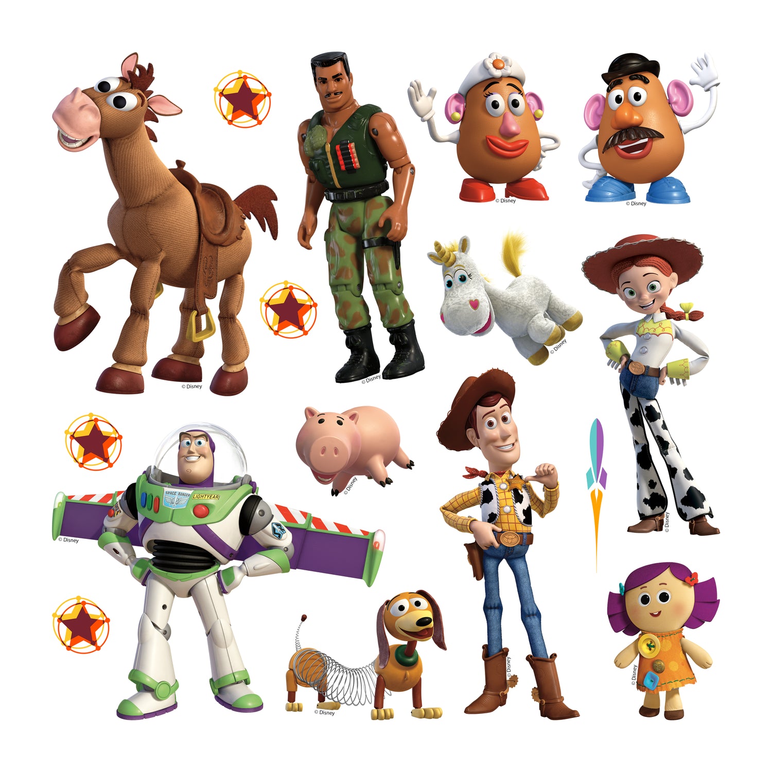 Disney muursticker Toy Story beige, groen en geel - 30 x 30 cm - 60023