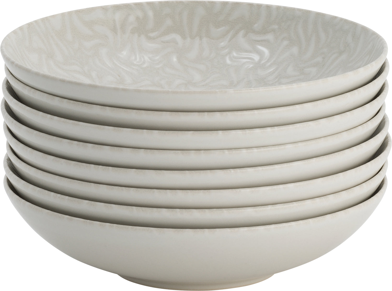 Lite-Body Hermes Pastabord - Set van 8 stuks - Ø 21 cm - Wit Relief