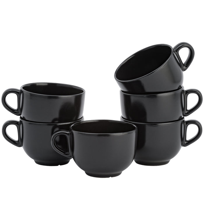 Lite-Body Soepkom met oor - Ø 11 Set van 6 stuks - 400 ml Zwart