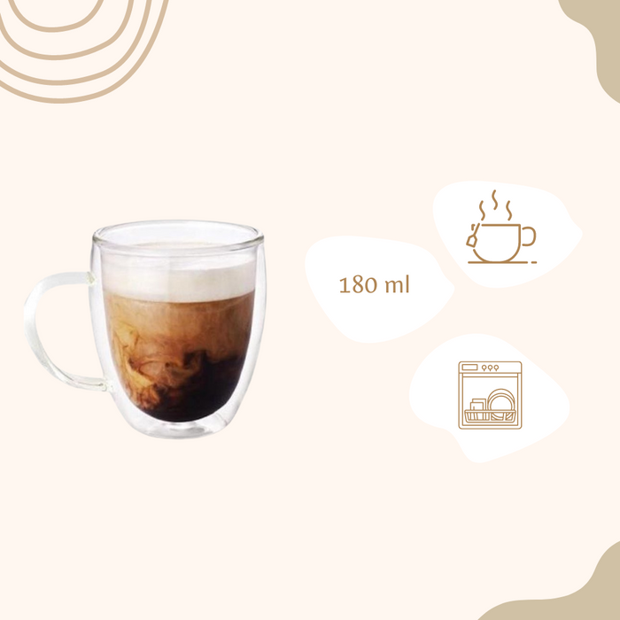 OTIX Dubbelwandige Glazen Koffietassen Koffieglazen Met Oor 6 stuks...